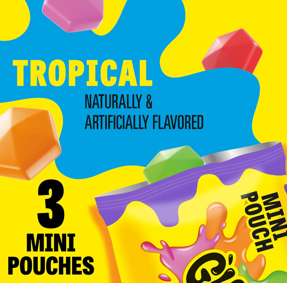 Gushers Tropical Fruit Flavored Snacks, Mini Pouches, 3 Ct, 1.32 oz