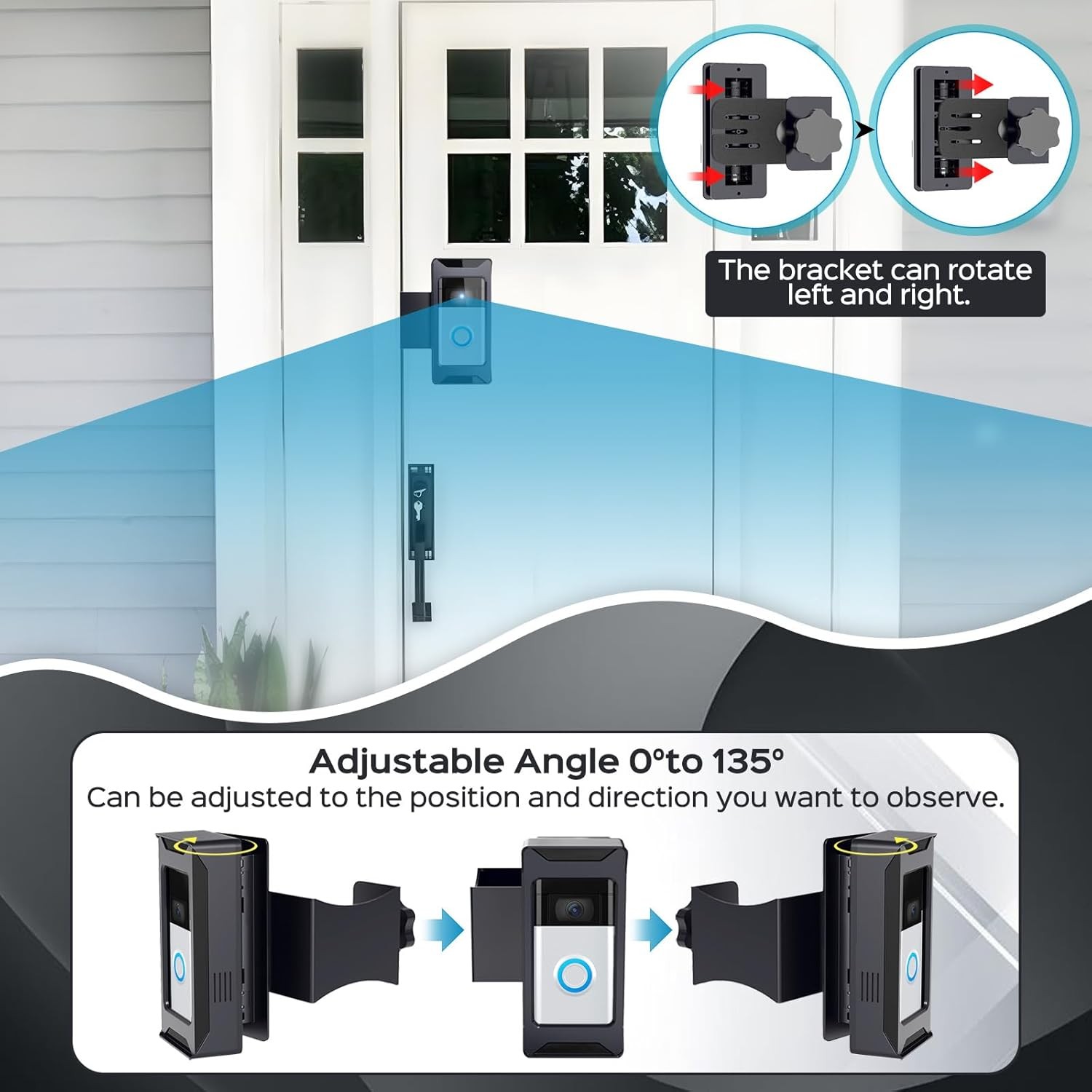 Anti-theft Video Doorbell Mount Adjustable Bracket Compatible with Ring & Blink