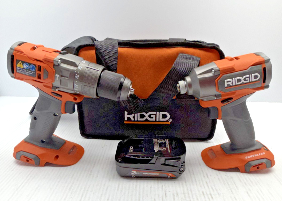 Rigid Brushless 18v 2-Tool Combo Kit R9208 *No 4.0 Ah Battery*