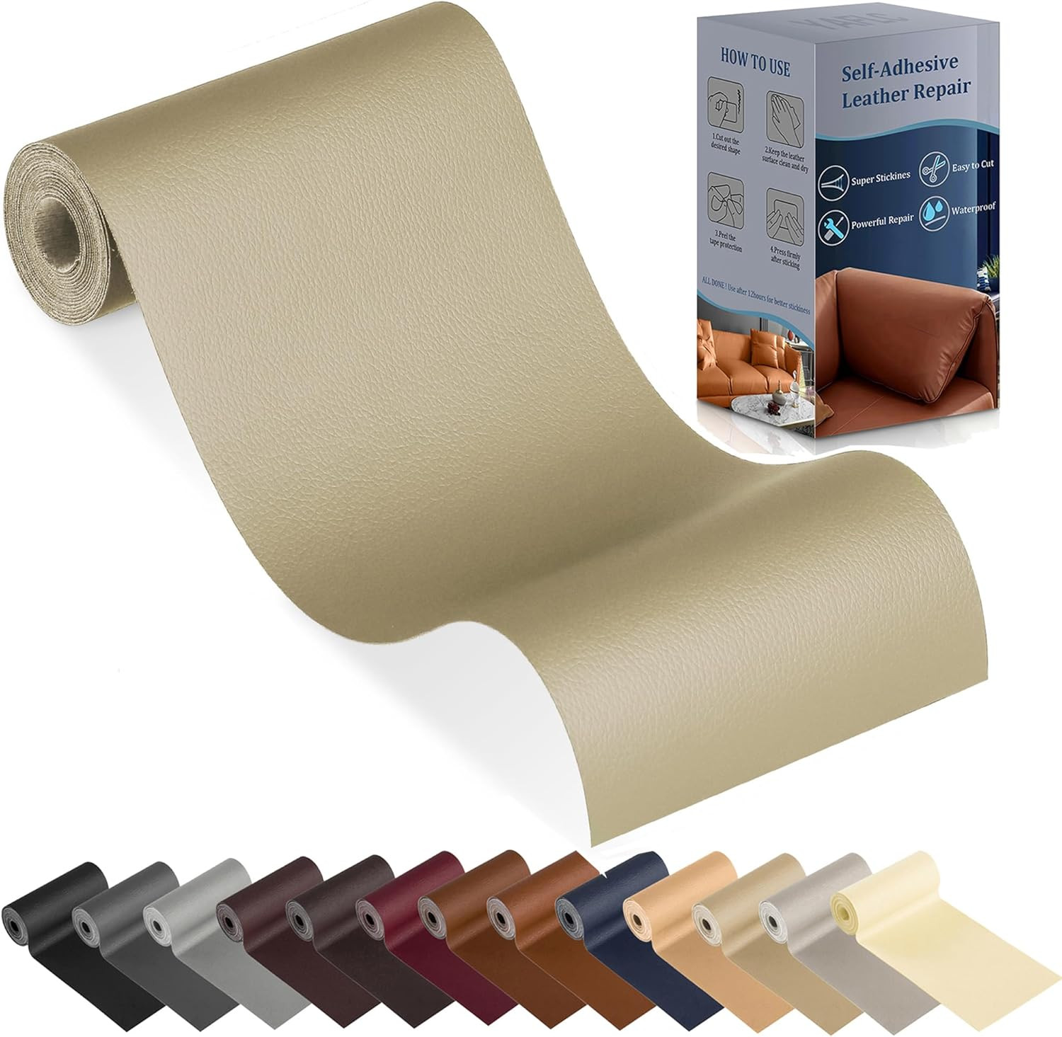 Leather Repair Patch for Furniture, 4" X 63" Self Adhesive Leather Repair Kit Vi