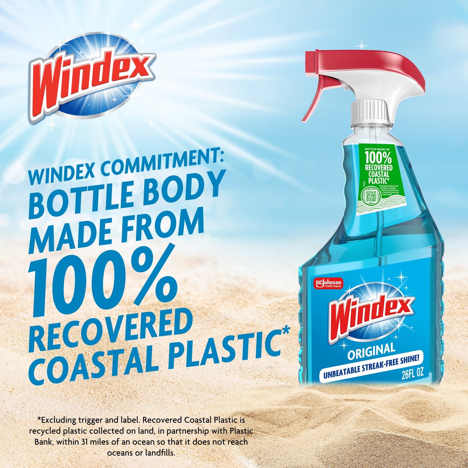 Windex Glass and Window Cleaner Spray Bottle, Original Blue, 23 fl oz