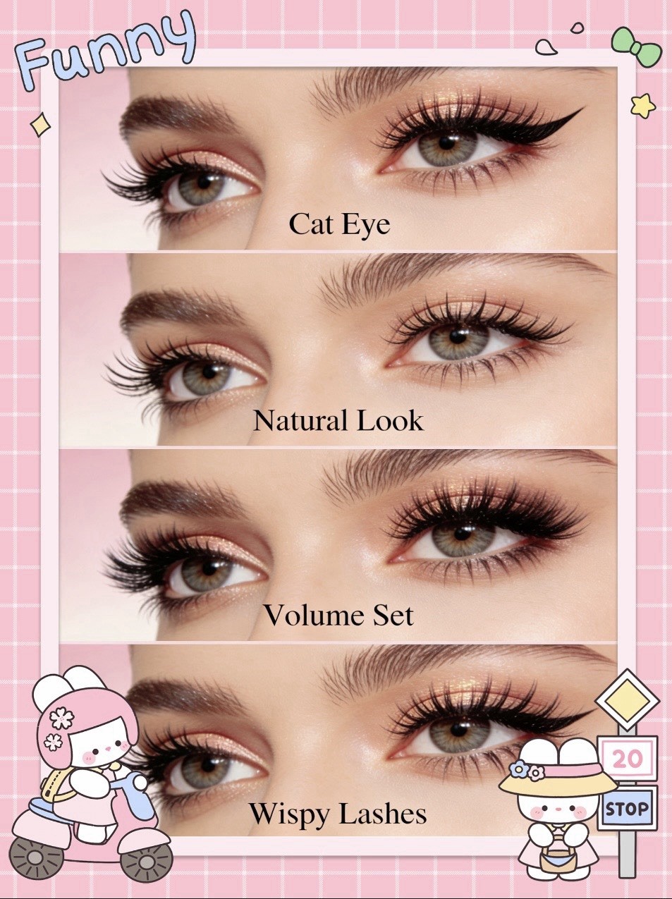 Laminated Waterproof Lash Style Reference Cards for Salon Upsell