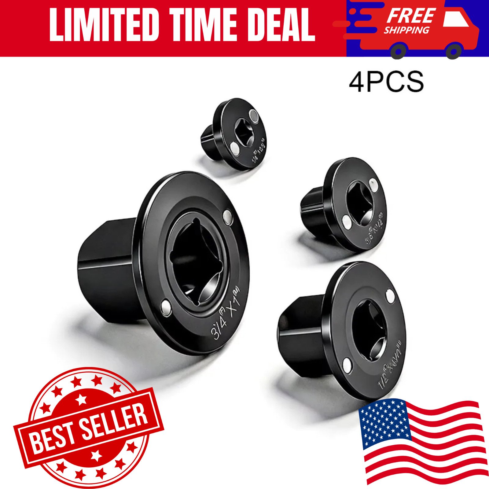 4X Low Profile Impact Socket Adapter Set, Drive Reducing Ratchet Adapter Set USA