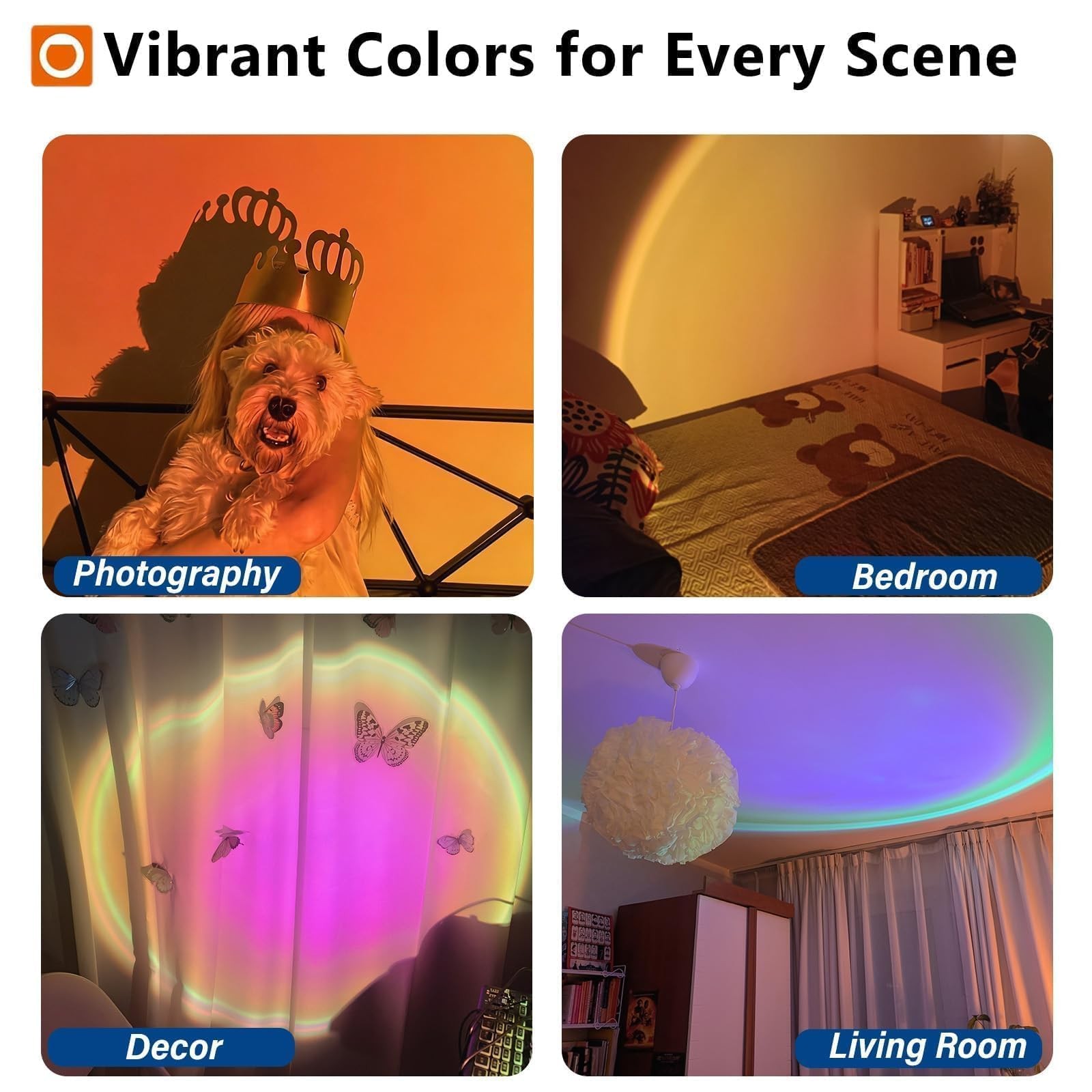 Sunset Lamp with App Control – 360° Rotatable Multicolor Sunset Projector, 16...