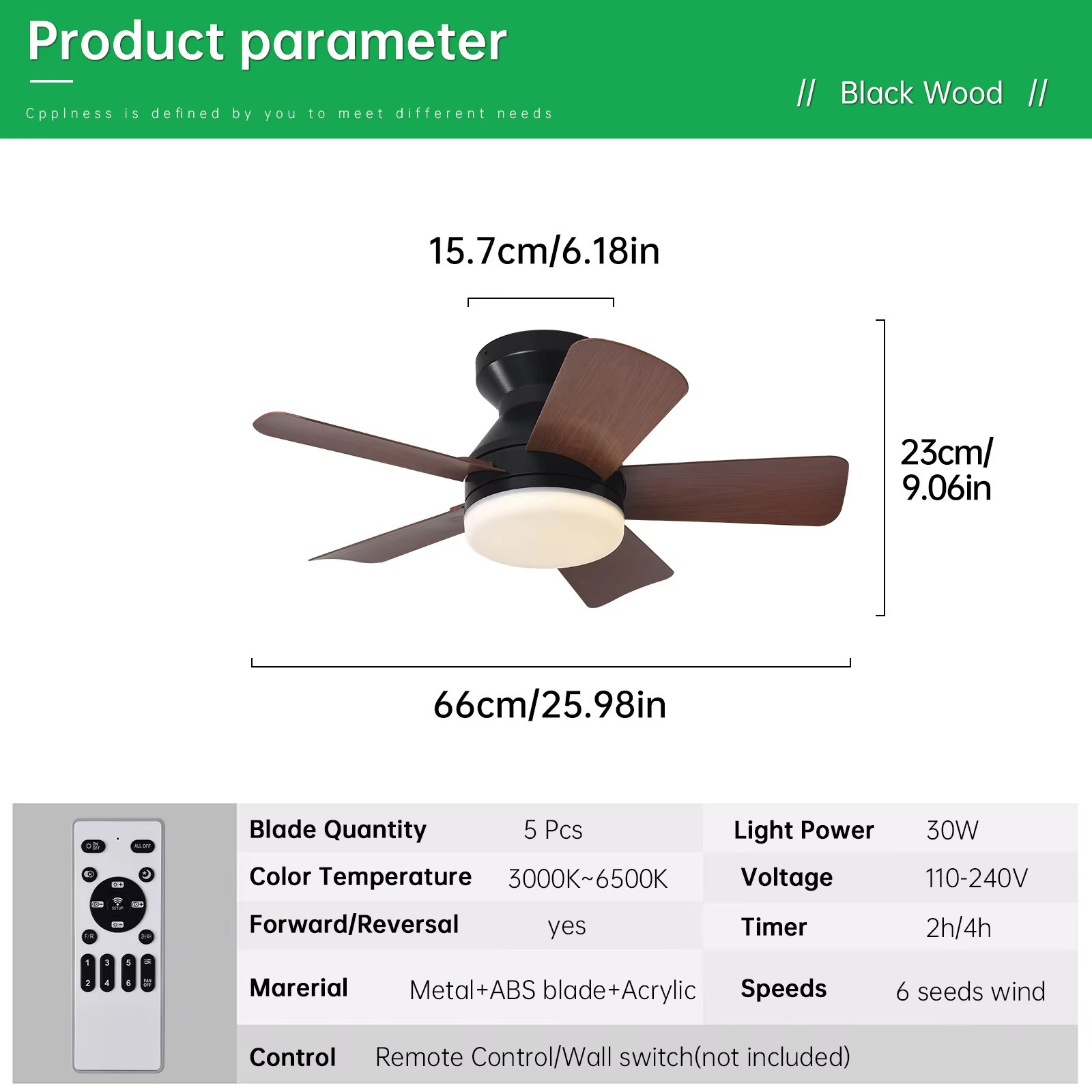 New Modern LED Ceiling Fan w/ Remote Control 25/35/42" ABS Blades AC Powered