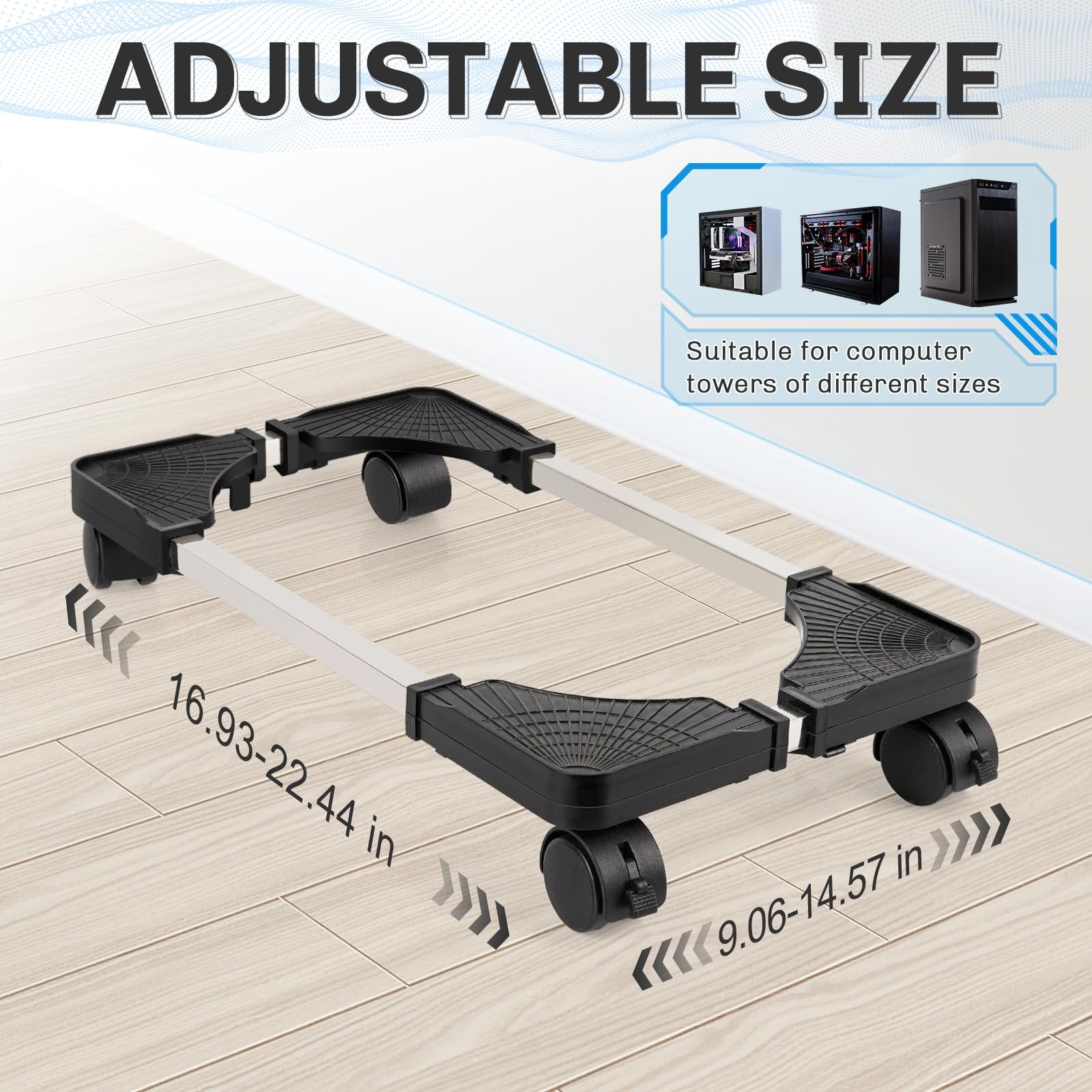 Liitrton Mobile CPU Stand Adjustable Computer Tower Fits Most PC Black