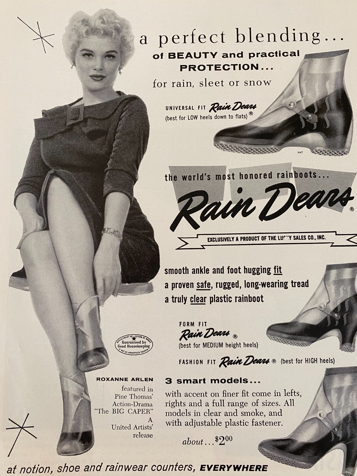 Roxanne Arlen, Rain Dears Rainboots, Full Page Vintage Print Ad
