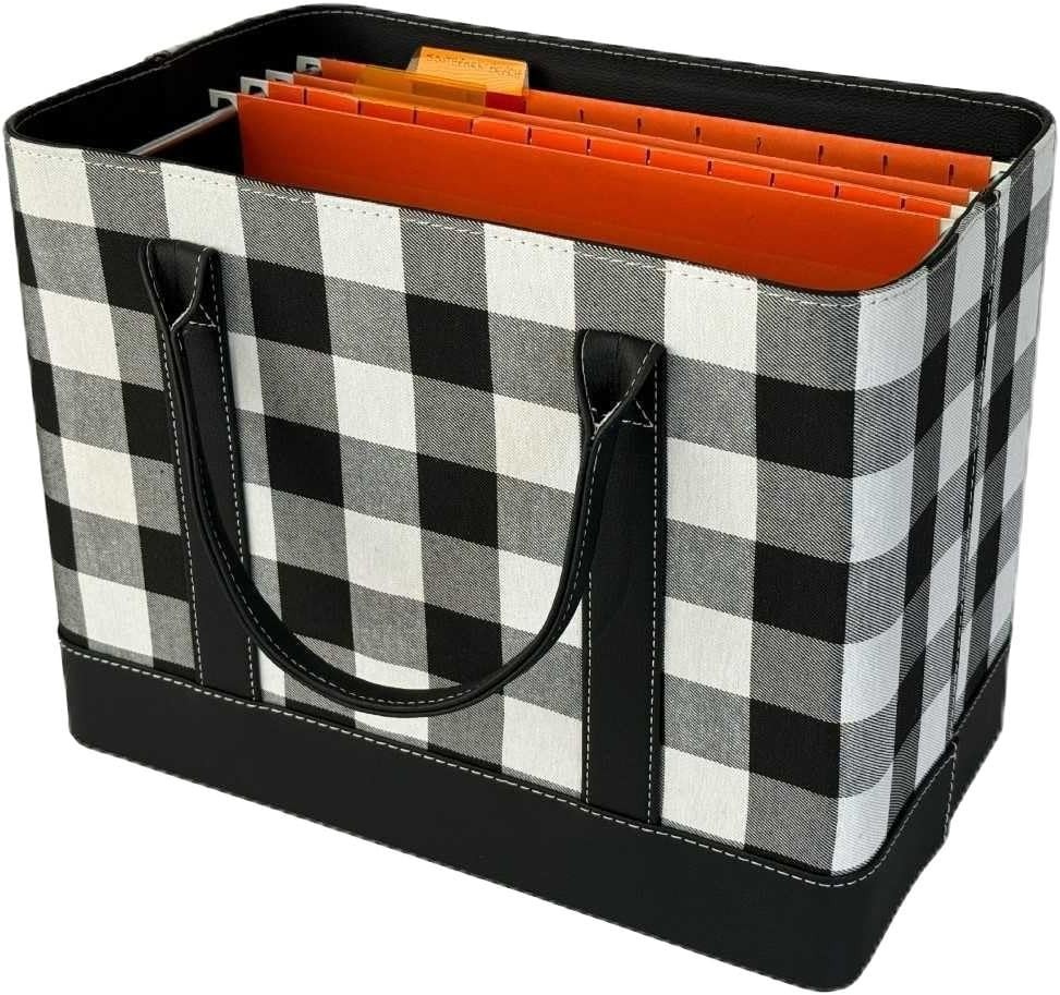 Trenton Gifts File Organizer Tote Stylish Way To Keep Organized Black/White