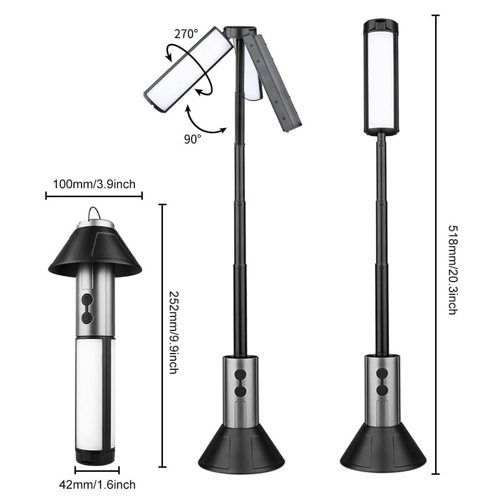 3000mAh Telescopic Folding Tent Light Tripod Camping