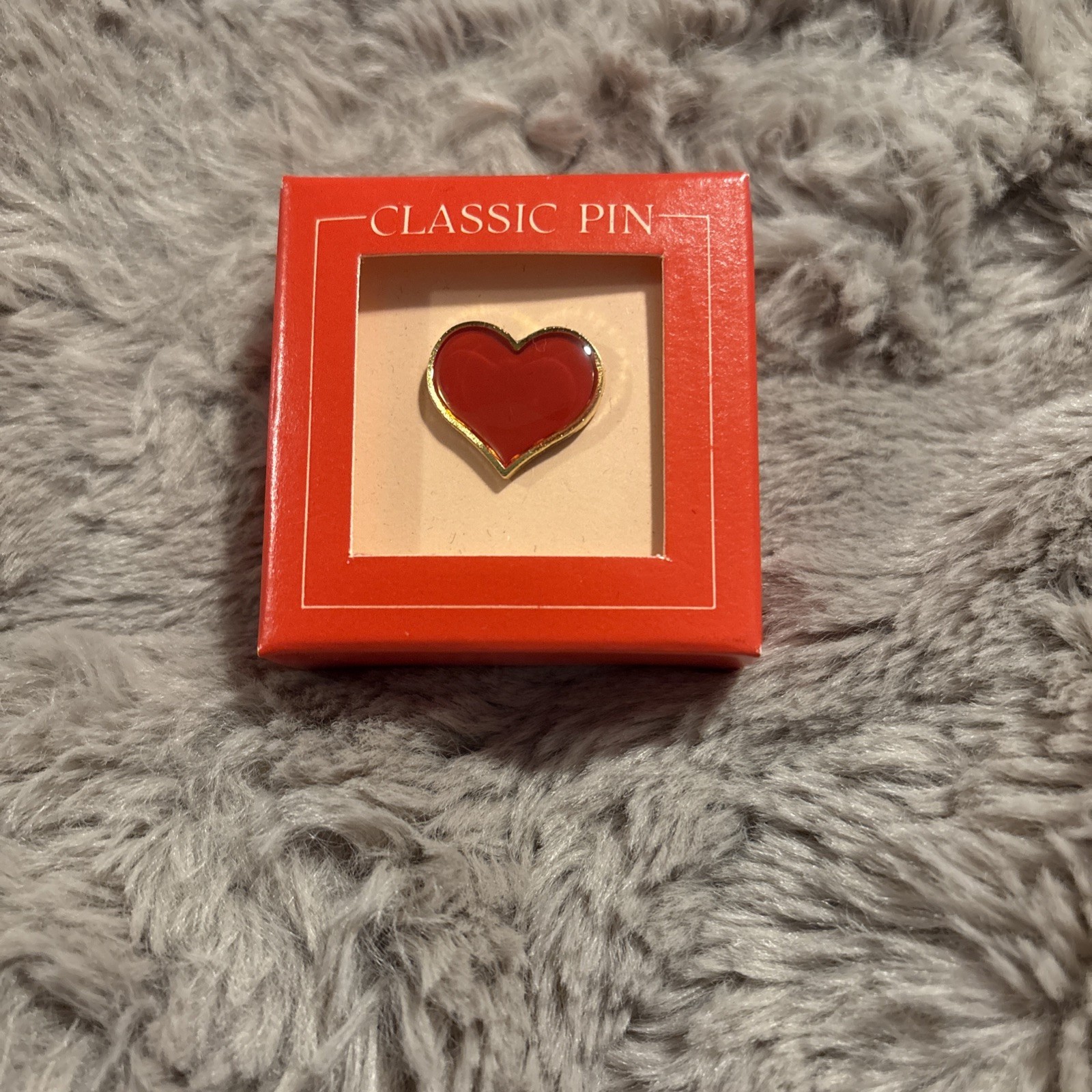 Vintage 1983 Hallmark Valentine's Lapel Pin Classic Pin Red and Gold Heart NIP
