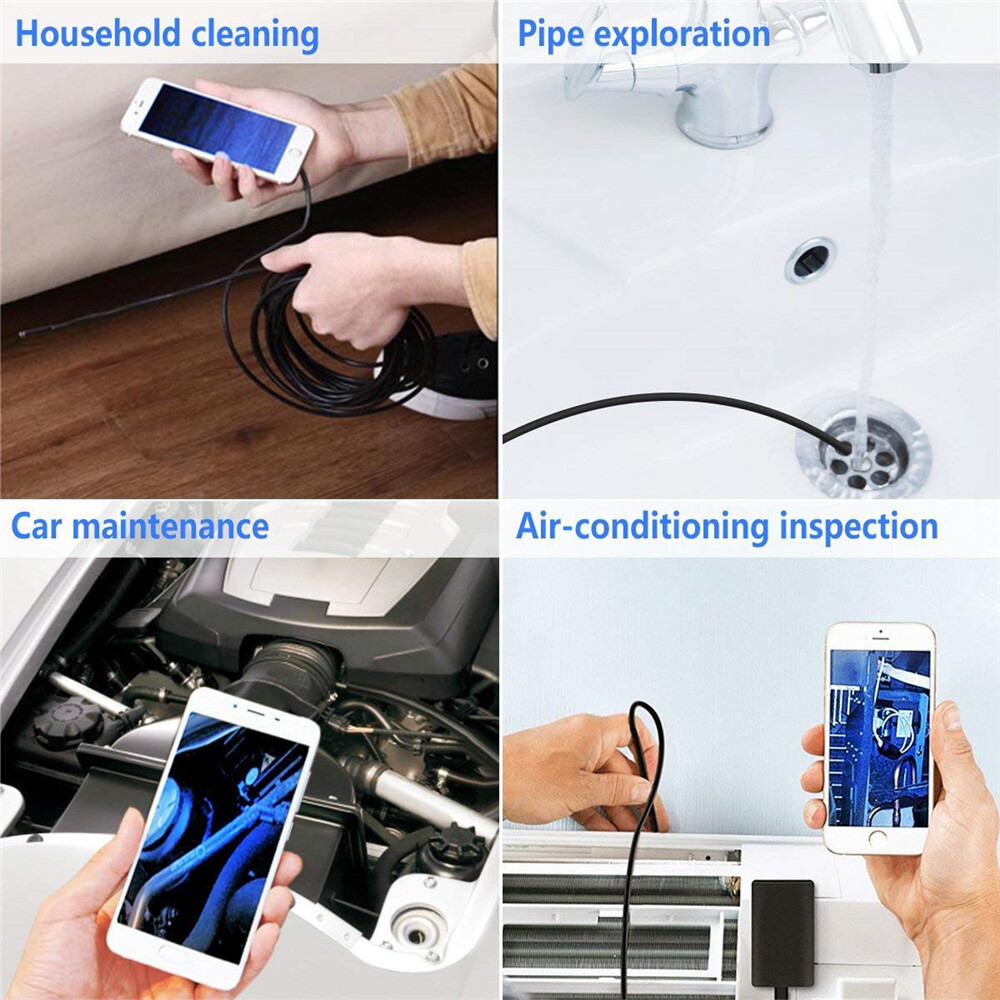 6 LED 1080P HD Snake Endoscope Borescope Inspection Camera for IOS Android