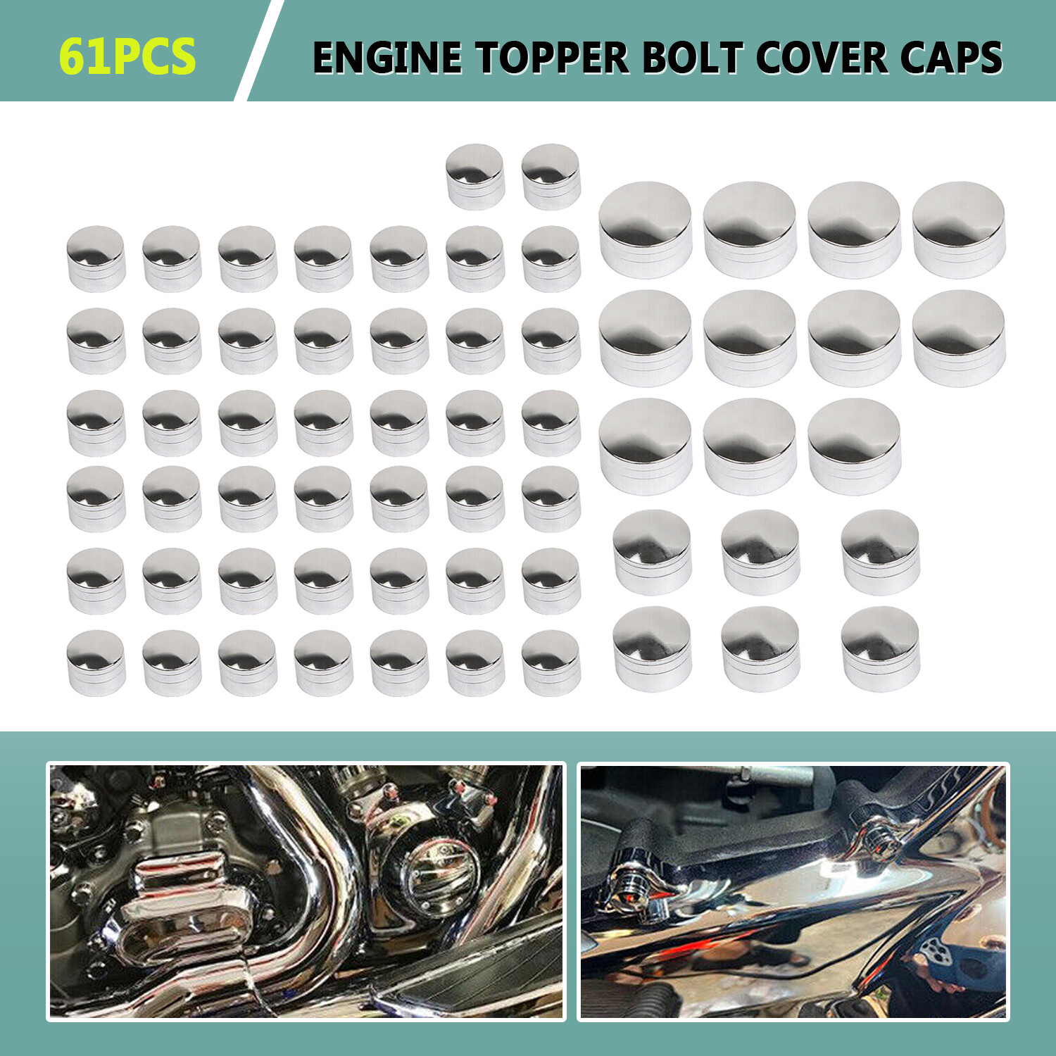 61x Topper Engine Bolt Head Cap Covers For Harley Street Electra Glide Road King
