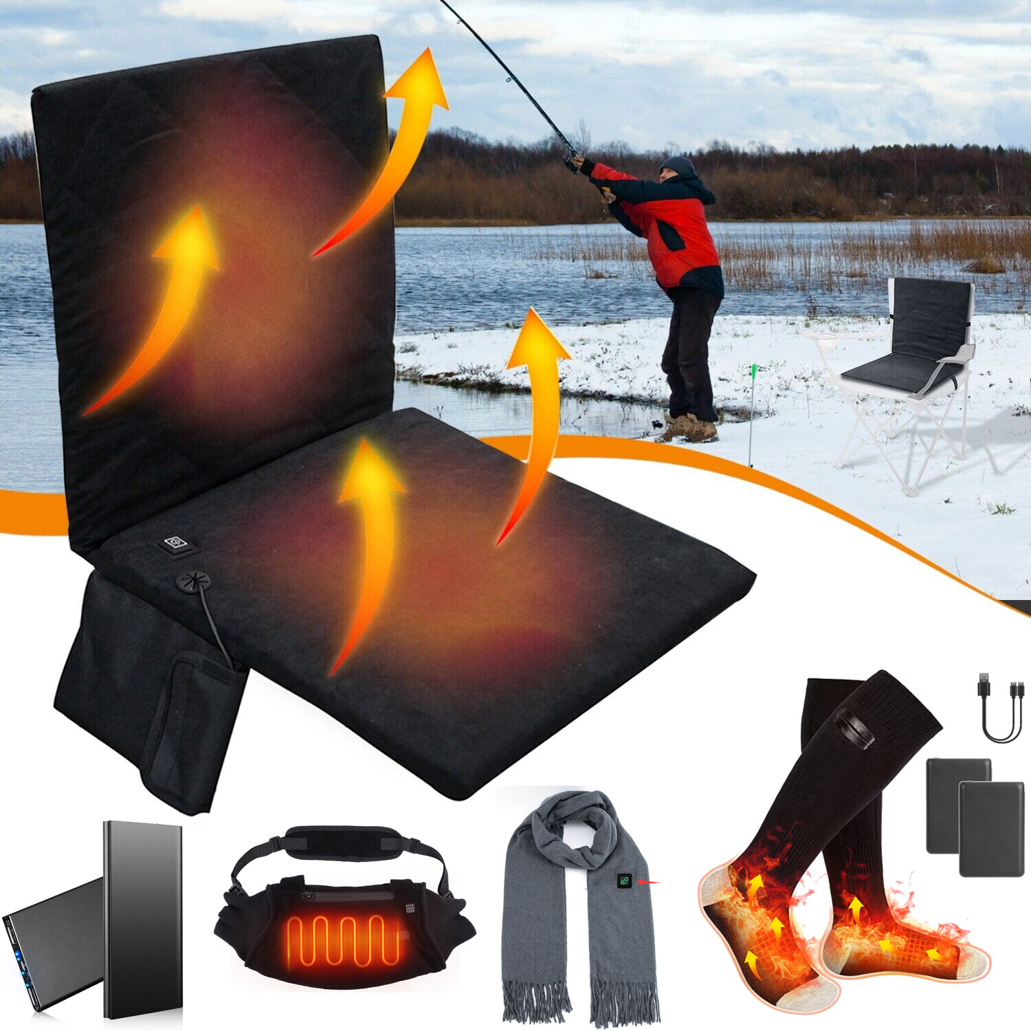 Recharge Electric Heated Warmer Set for Outdoor Fishing Hunting Skiing Camping