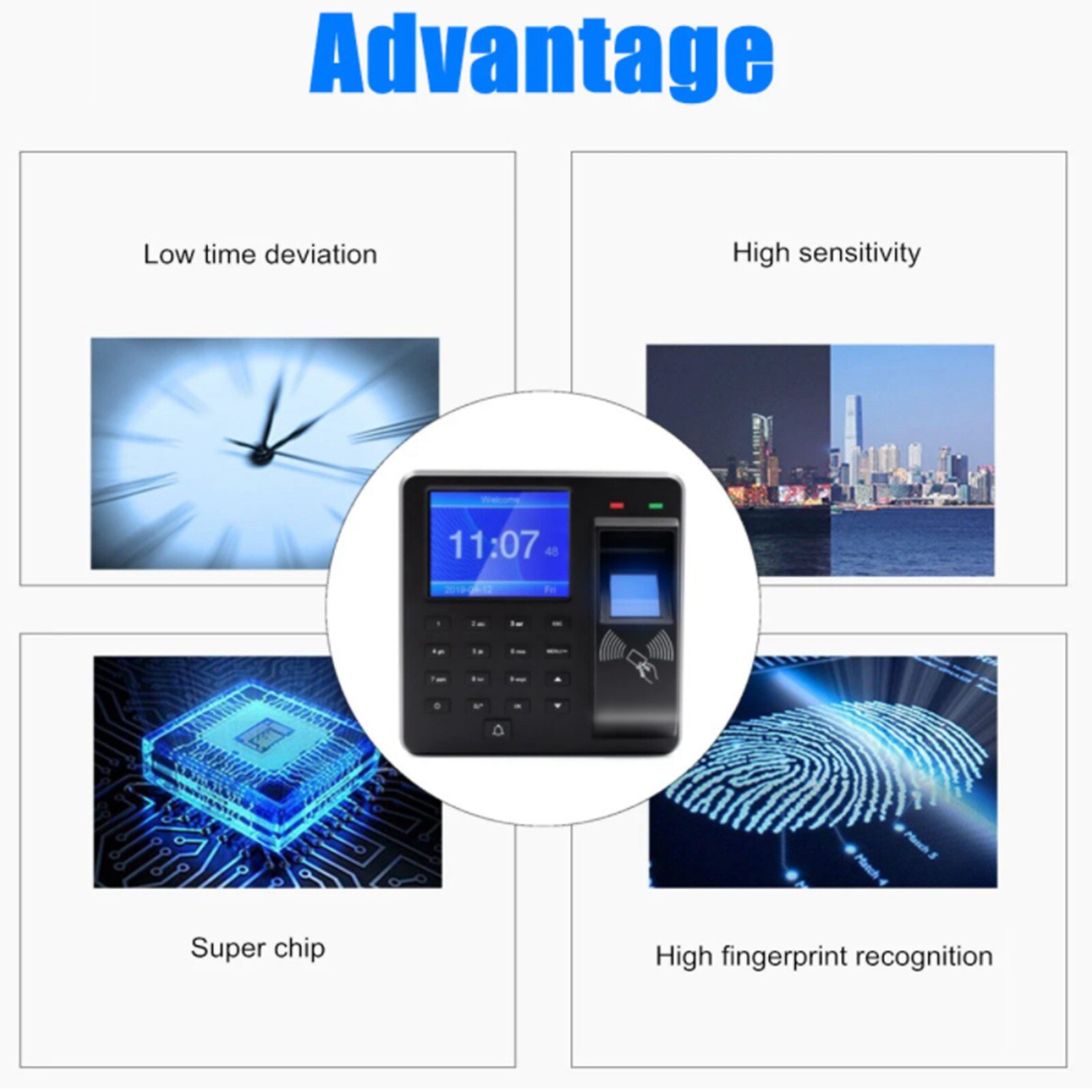 Office Employee Fingerprint Attendance Machine Time Clock Biometric Checking-in