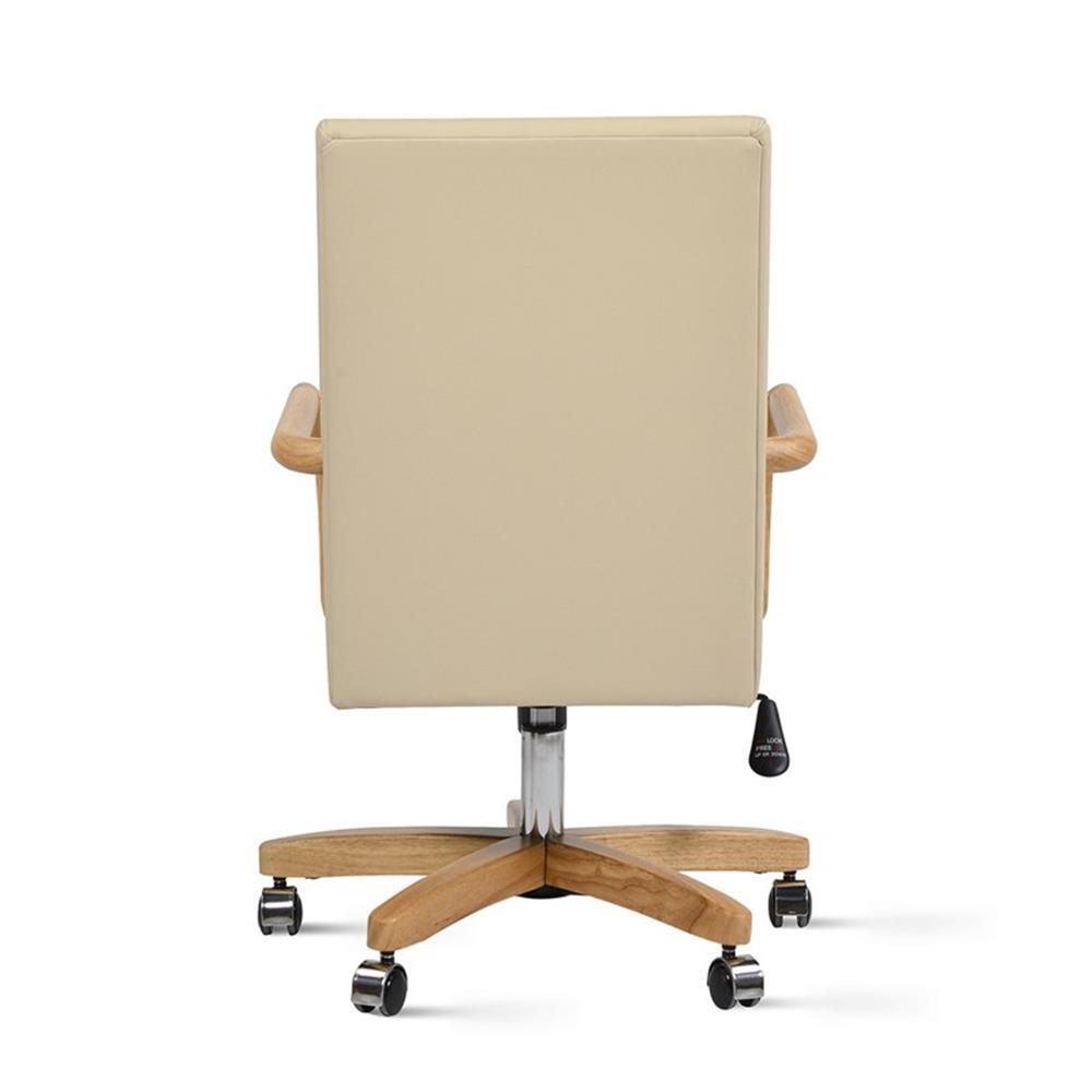 Dumont Modern High Back Executive Home Office Chair Neutral Cream Beige & Wood