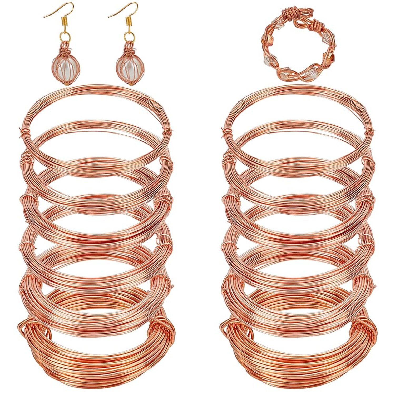 BENECREAT 12 Rolls 196 Feet Dead Soft Copper Wire, 18/20/22/24/26/28 Gauge So...