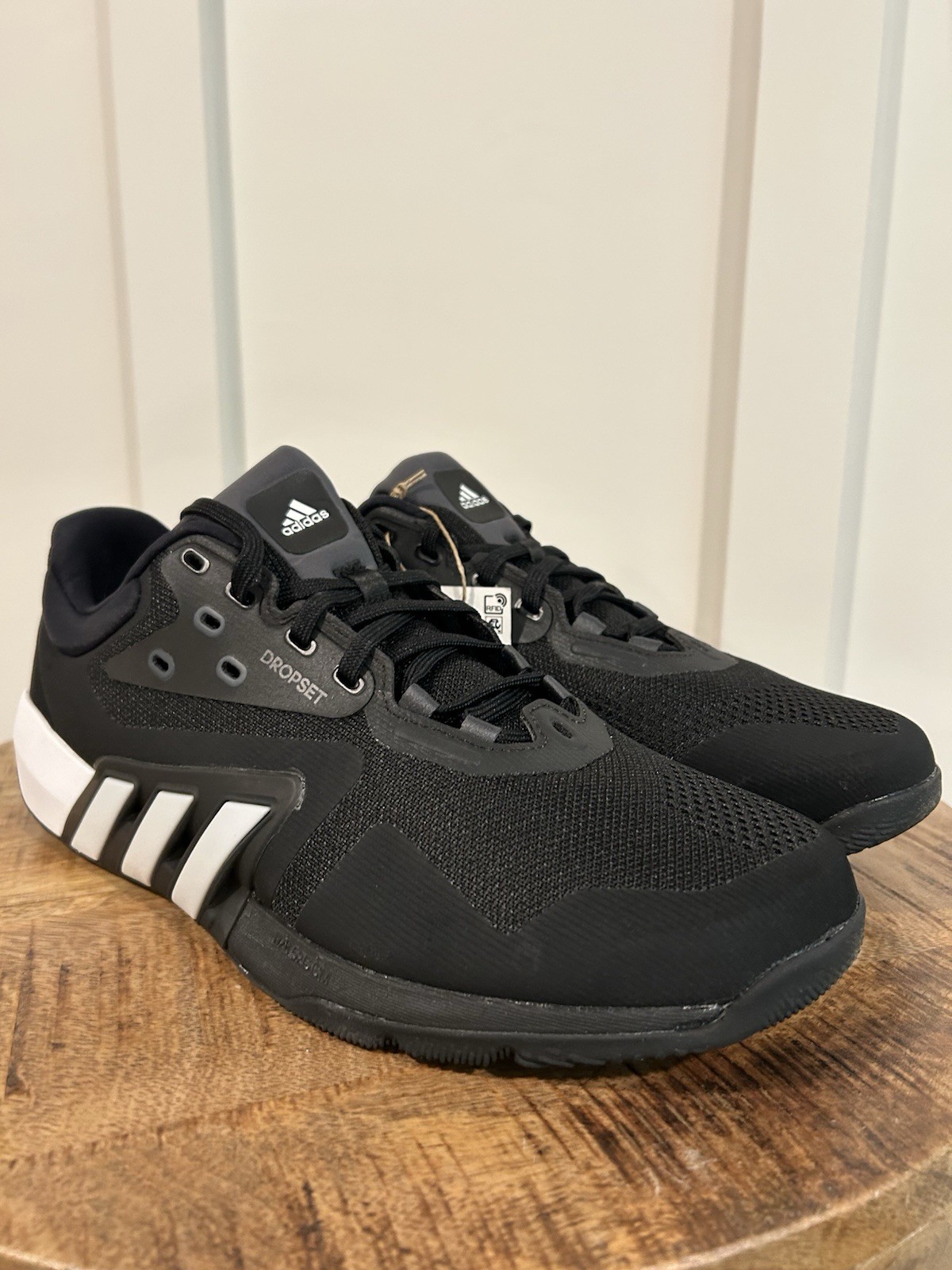Size 12-Men’s adidas Dropset Cross Training Shoes Black White Brand New