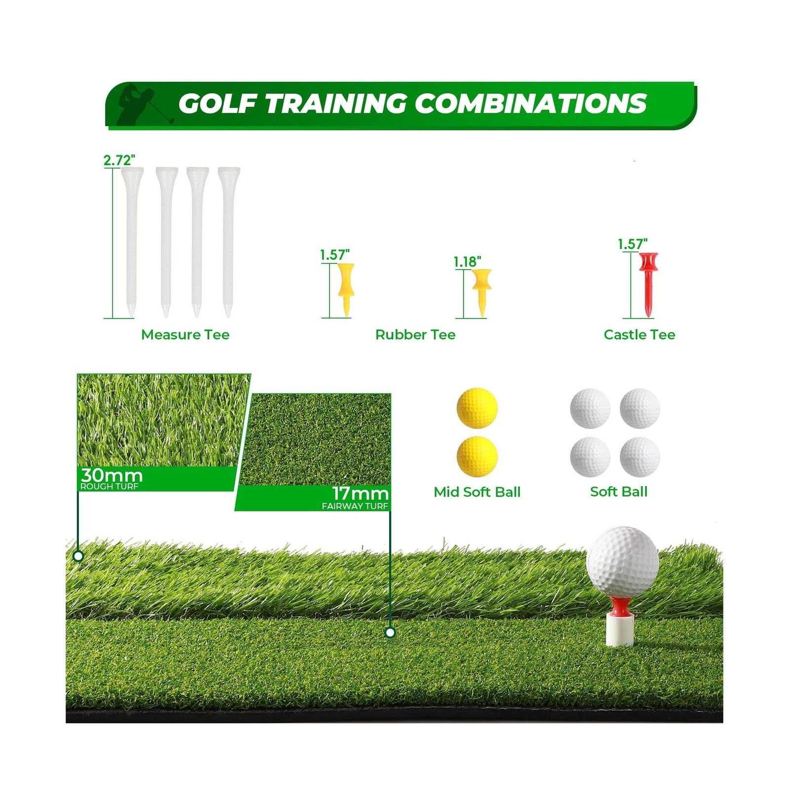 Golf Net Set, 10 x 7ft Heavy Duty Golf Practice Net with Chipping Practice Ne...