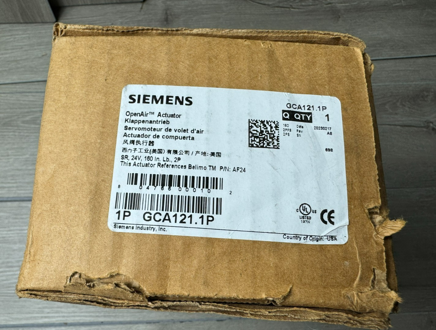 Siemens OpenAir Actuator GCA121.1P 24 Volt Damper Actuator  NEW IN SEALED BOX.