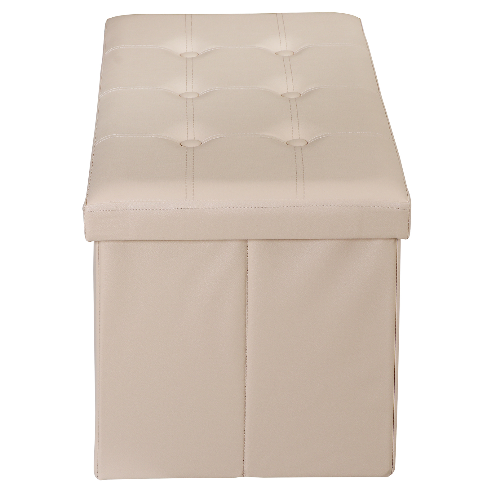 30'' Folding Ottoman Rectangular Footrest Storage Chest with Faux Leather Lid