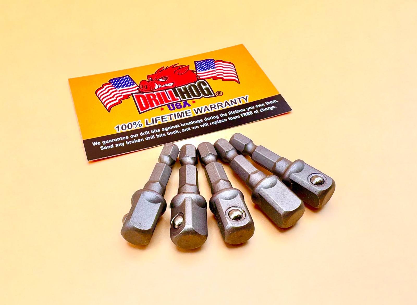 3/8" x 1" Socket Adapter Hex Shank 3/8" Impact Driver Bits 5 Pack Drill Hog®