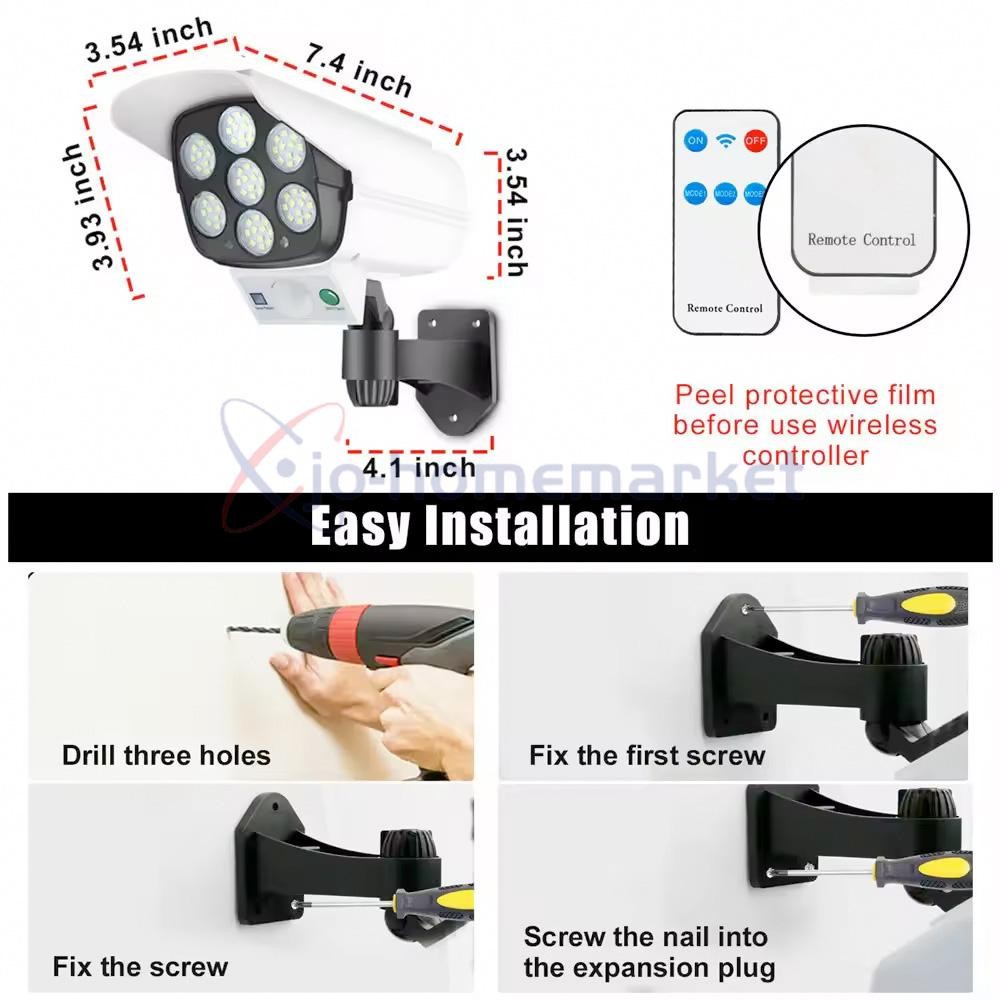 2PC Solar Motion Sensor Lights Outdoor Wireless 77 LED Flood Security Spotlights