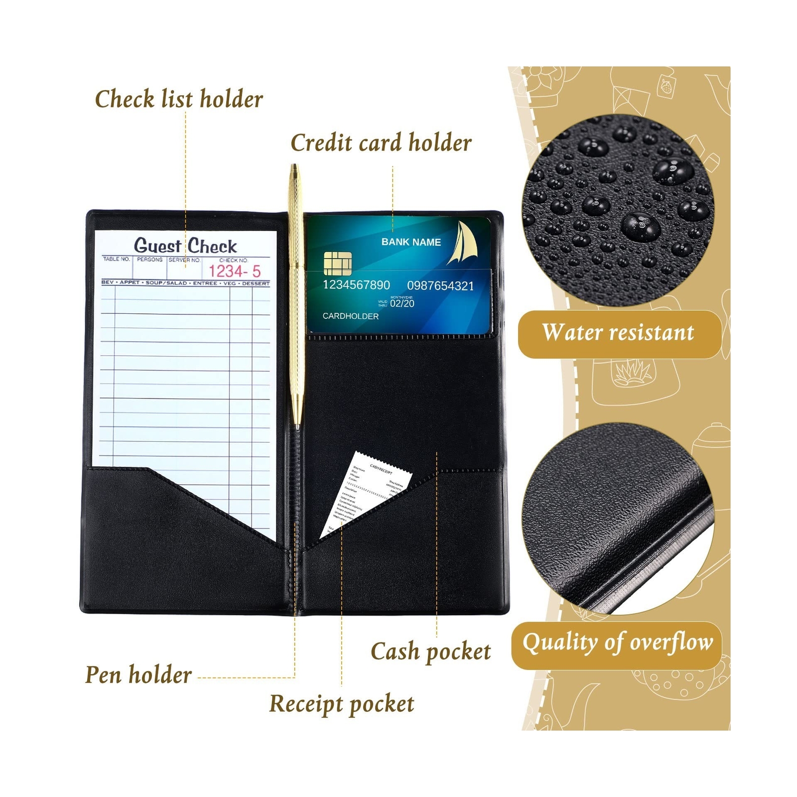 Amyhill 60 Pcs Check Presenters for Restaurants, Guest Bill Card Holders Rest...