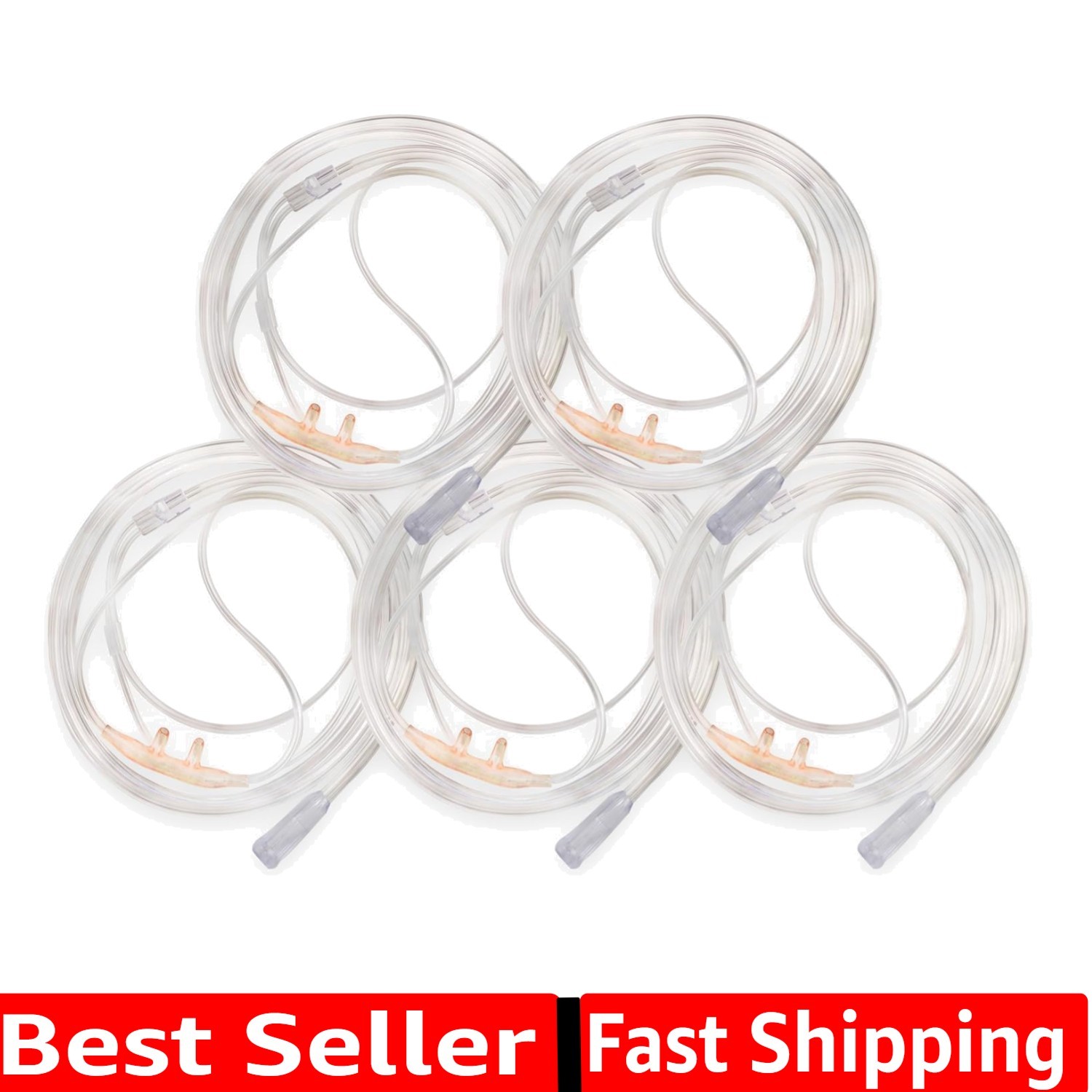 Soft & Durable 7Ft Adult Nasal Cannula - 5 Pack for Optimal Oxygen Delivery