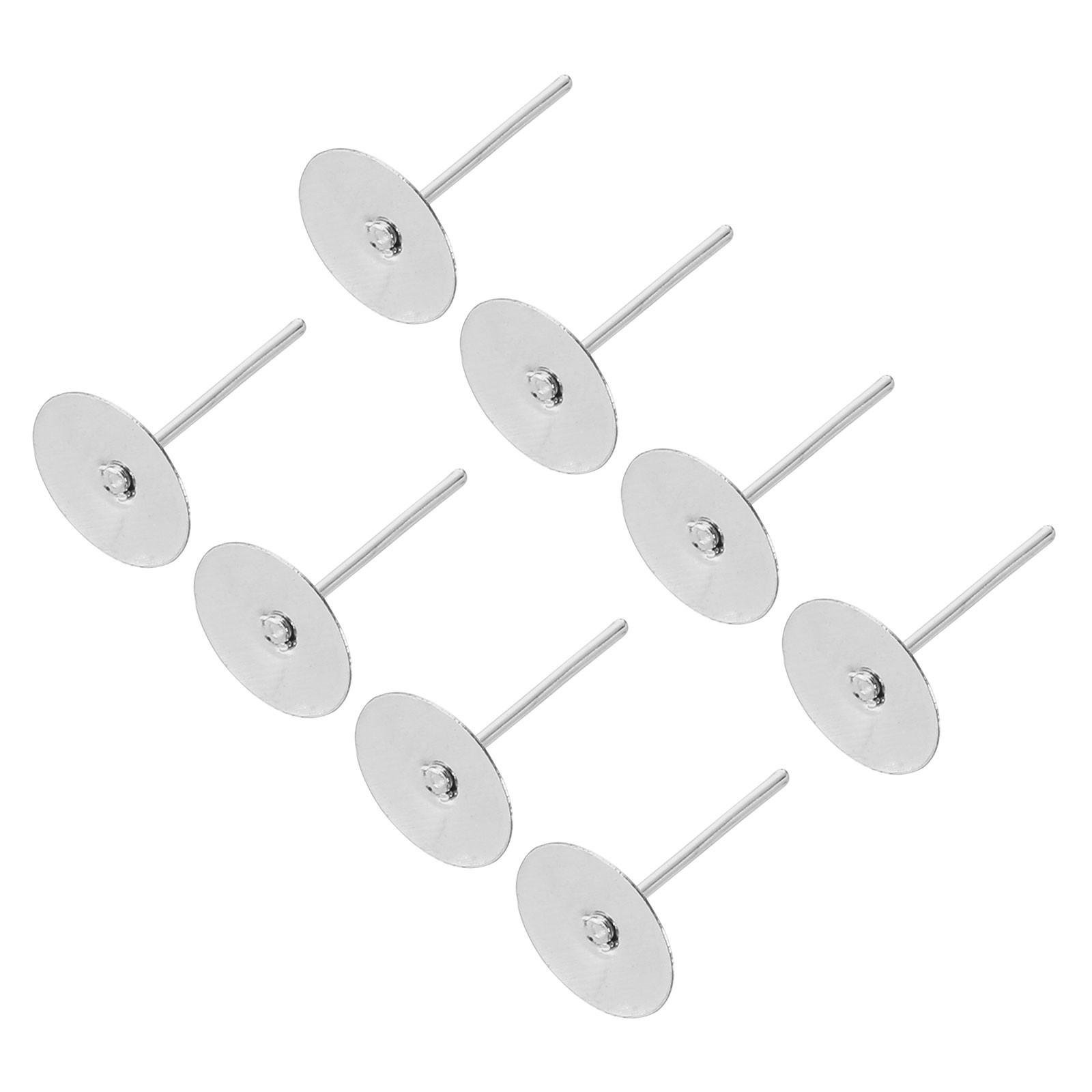 100Pcs Earring Posts, 8mm/0.3inch Stainless Steel Earring Studs, Silver