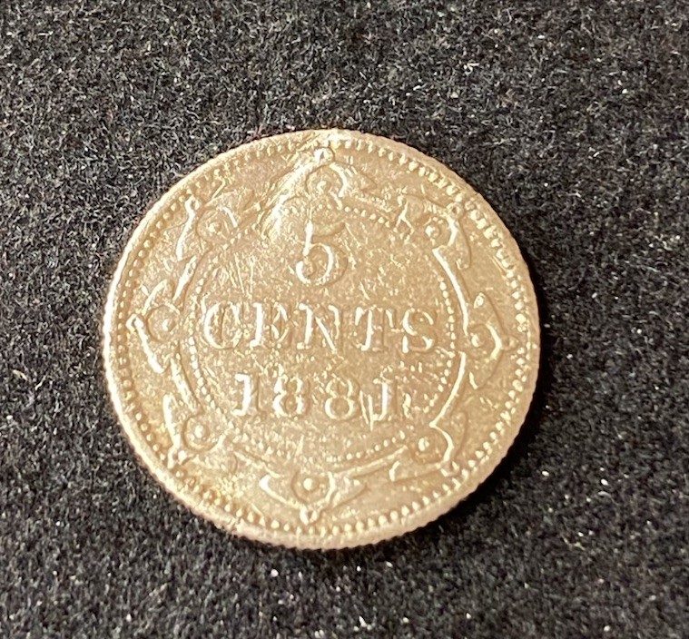 1881 Newfoundland 5 Cents 0.9250 Silver ASW 0.035 Oz Free Shipping