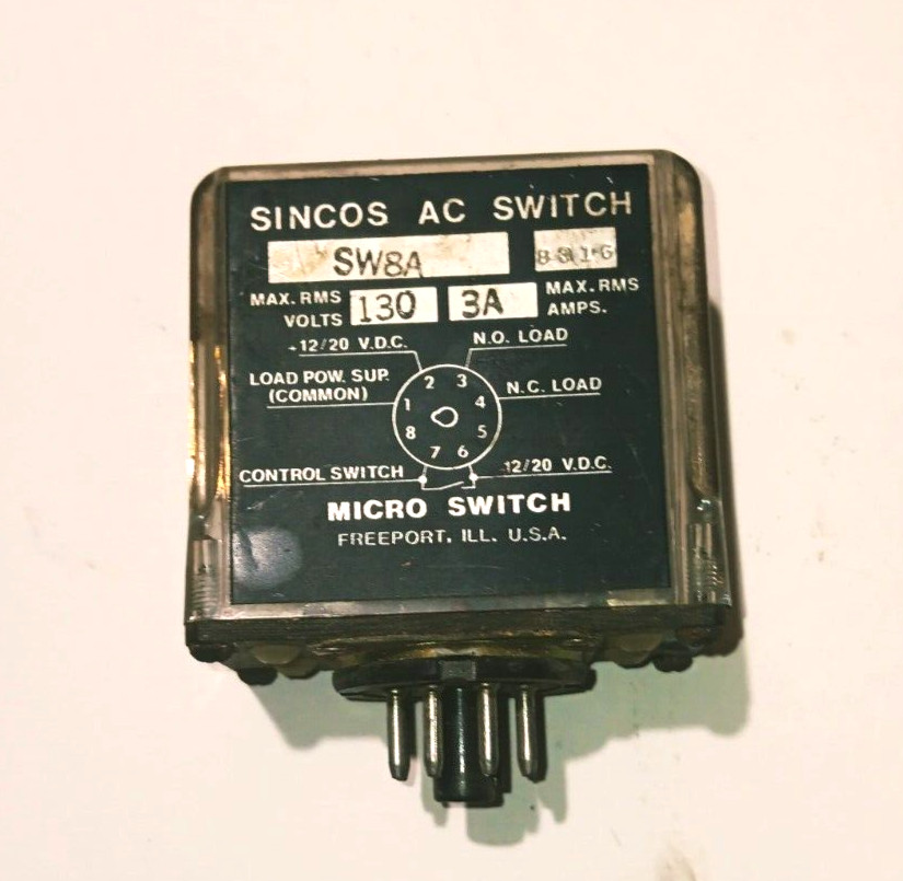 HONEYWELL MICRO SWITCH SW8A SINCOS AC SWITCH RELAY FE-SW8A 130V 3A