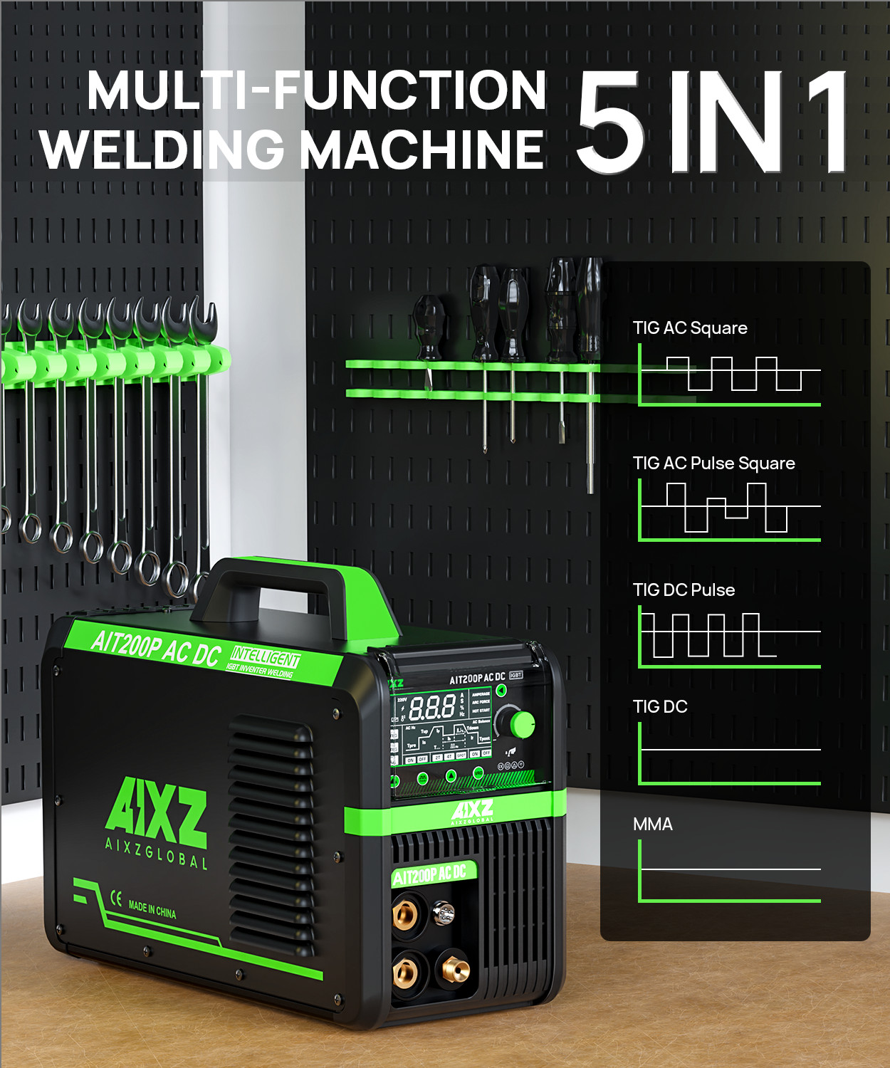 AIXZ AC DC TIG Welder Stick Pulse TIG Aluminum Welding Machine 200Amp 110V/220V.