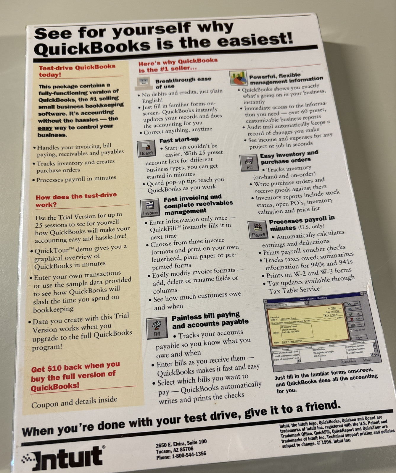 1995 QUICKBOOKS Trail Version For Windows V3.1 NEW Sealed in Box