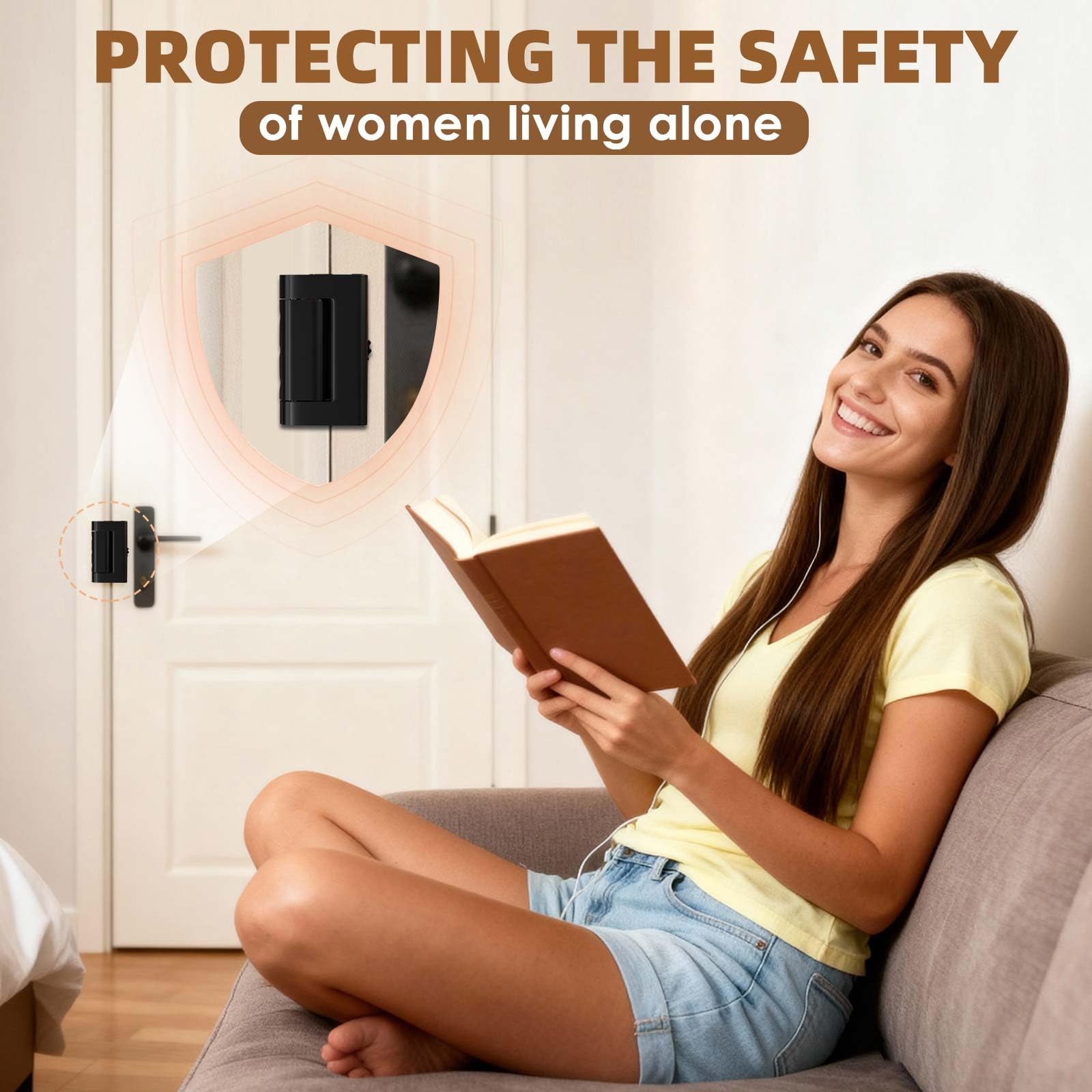 Portable Door Lock, Reinforcement Lock for Black