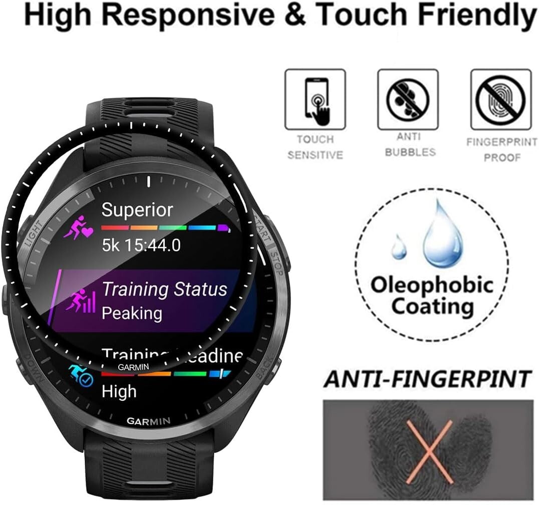 3X 3D Schutzglas für Garmin Forerunner 965 Panzerfolie Full Screen CURVED