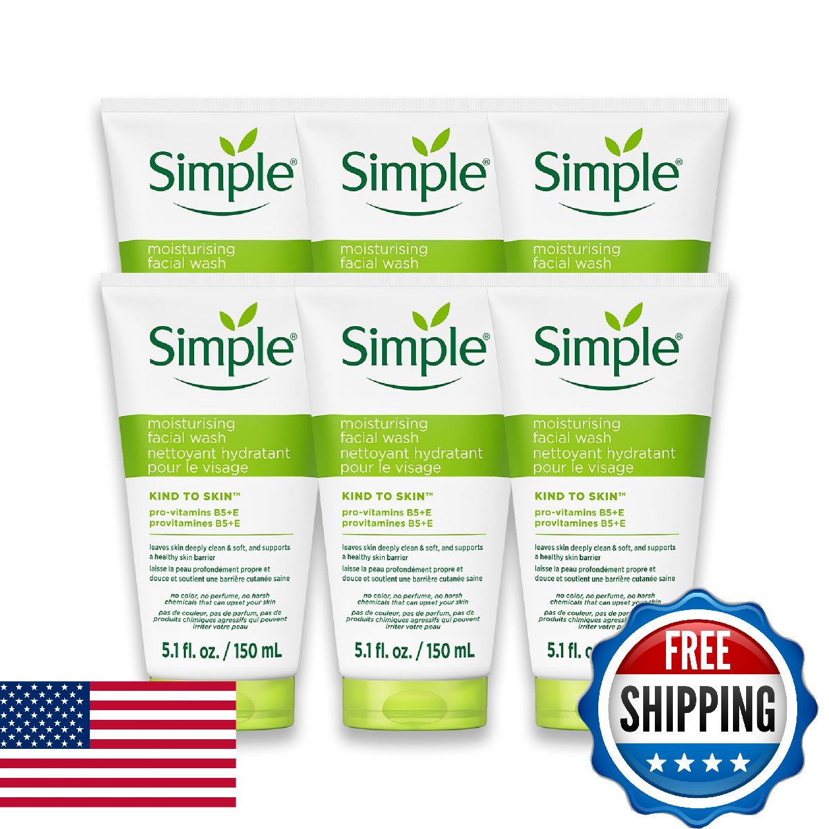 Simple Kind To Skin Moisturizing Face Wash - Facial Cleanser with Vitamin B5 and