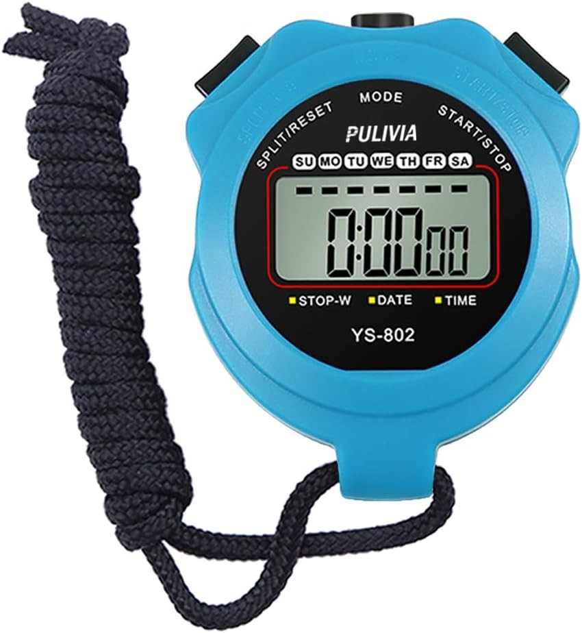 Stopwatch Timer Lap Split Digital Stopwatch with Clock Calendar Alarm,Blue