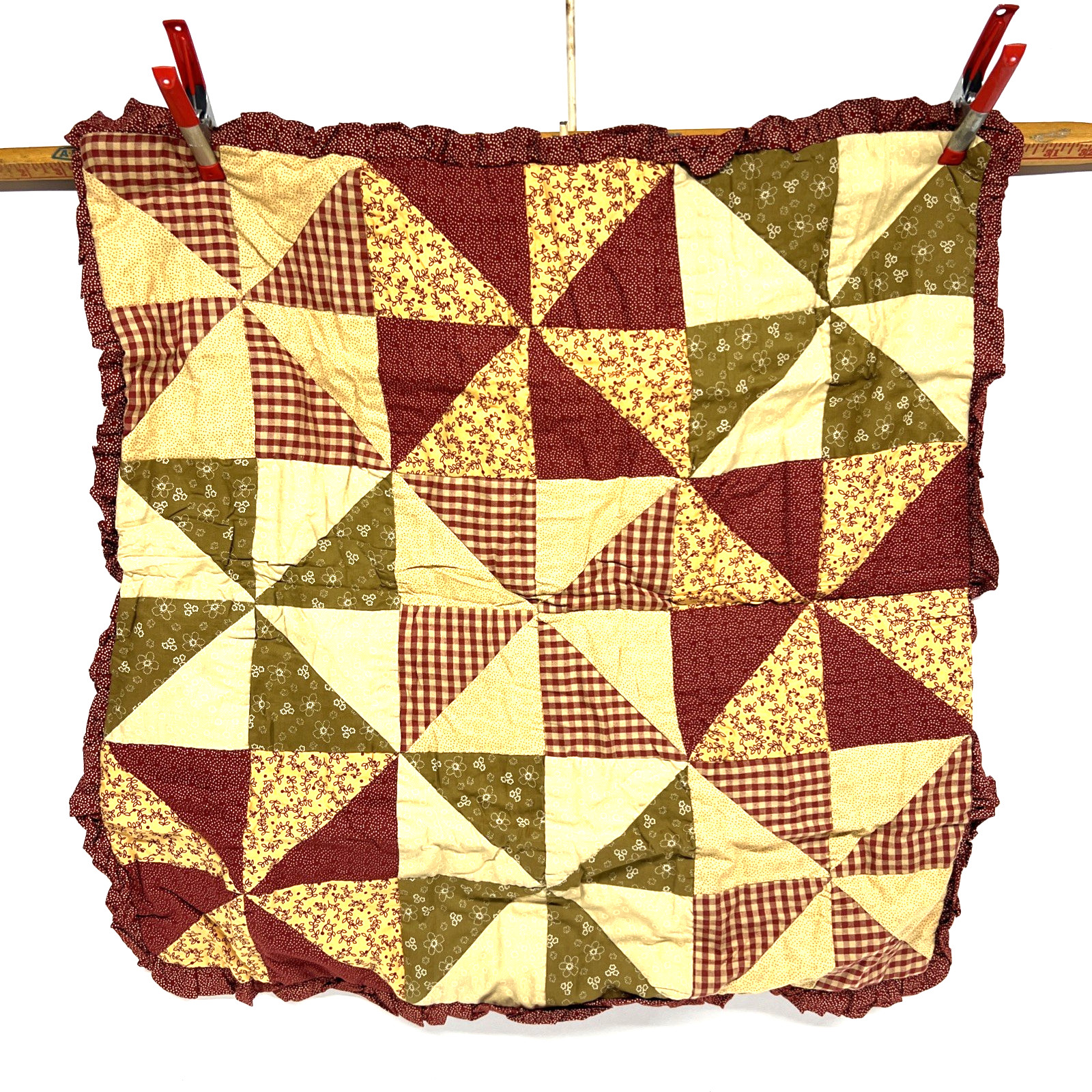NEW Pillow Sham Patchwork Quilted Euro Mill Village Pattern by Park Designs NEW
