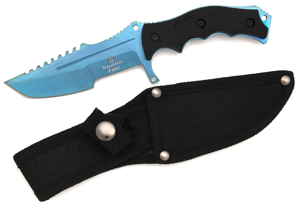 Snake Eye Tactical Blue Full Tang Fixed Blade Combat Style Knife 8.5"