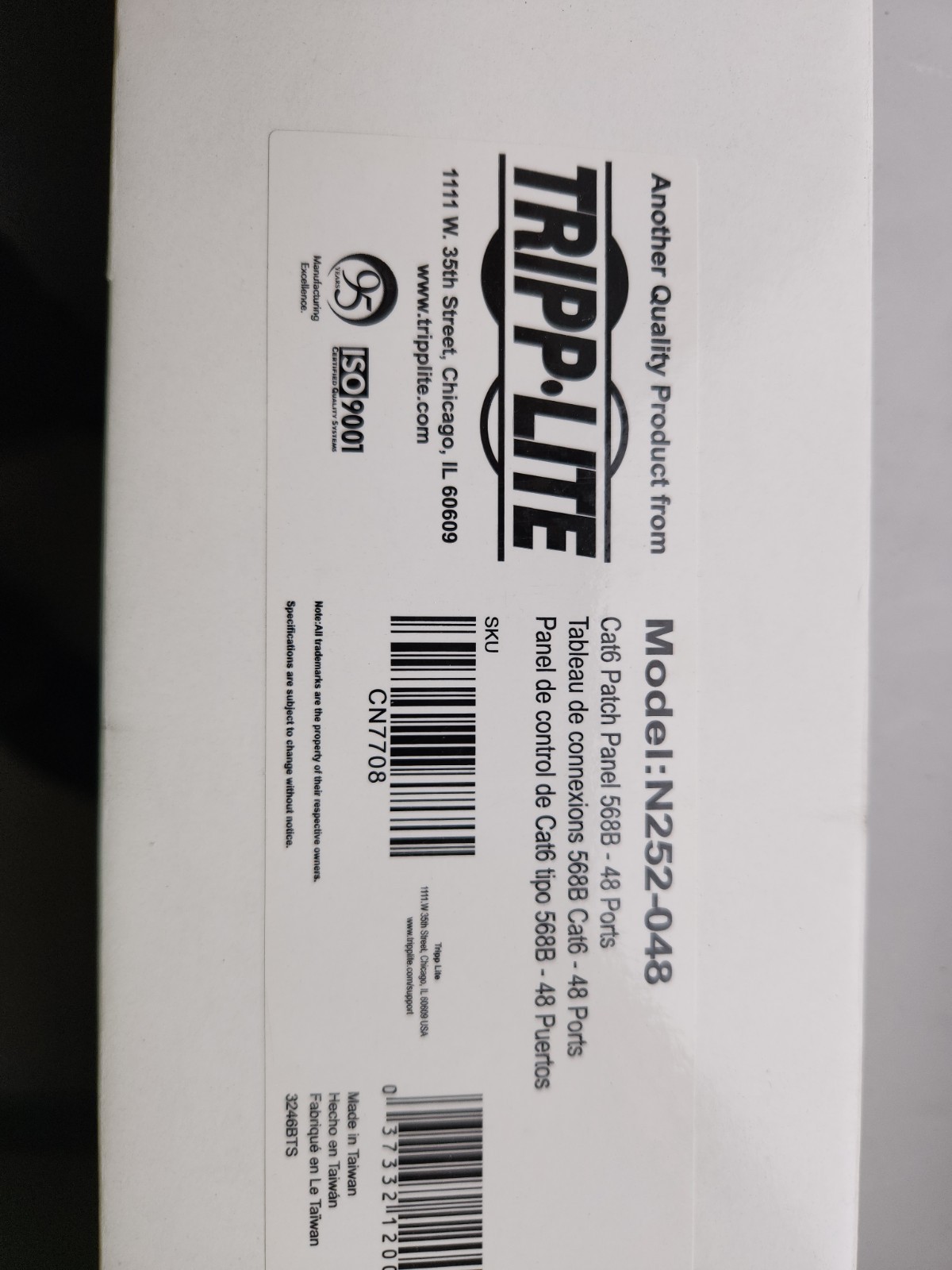 Cat6 48prt TRIPP-LITE model N252-048 patch Panel. New In Box. Below Retail