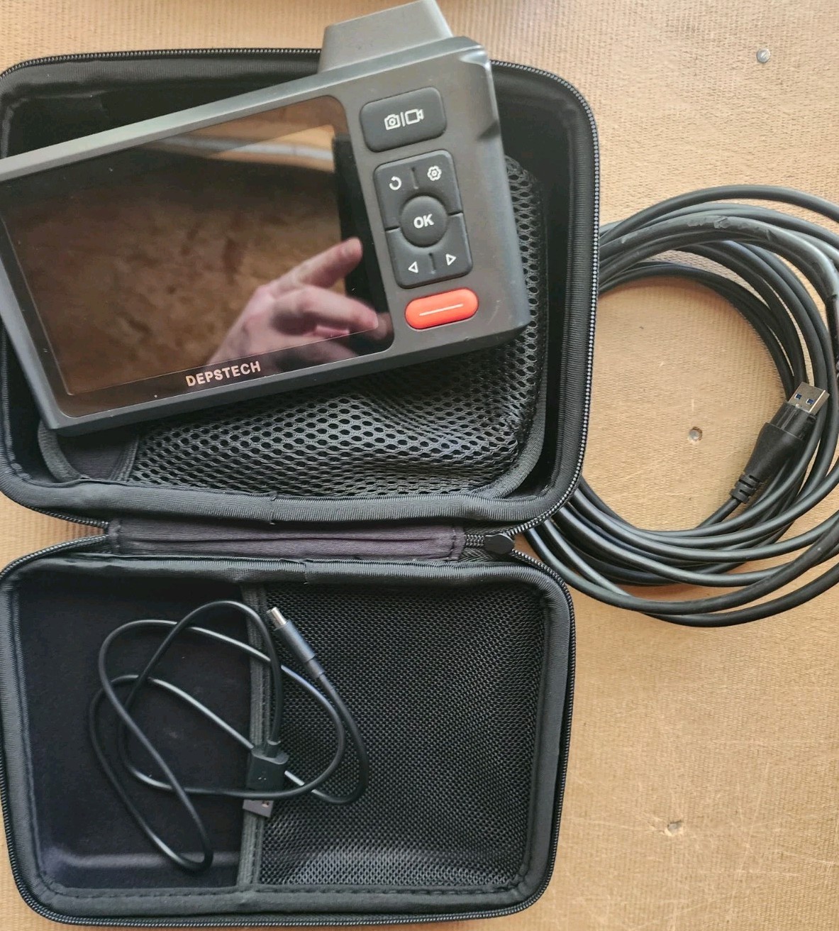 Triple Lens Inspection Camera 5" IPS Screen Endoscope Camera with Light