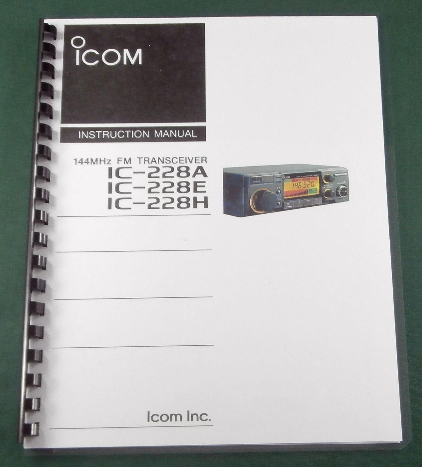 Icom IC-228A/E/H Instruction Manual: Comb Bound with Protective Covers!