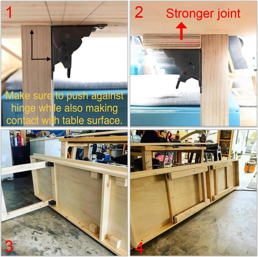 Table Leg Folding Brackets, Foldable Hinge Hardware, Self- Lock Extension Colla