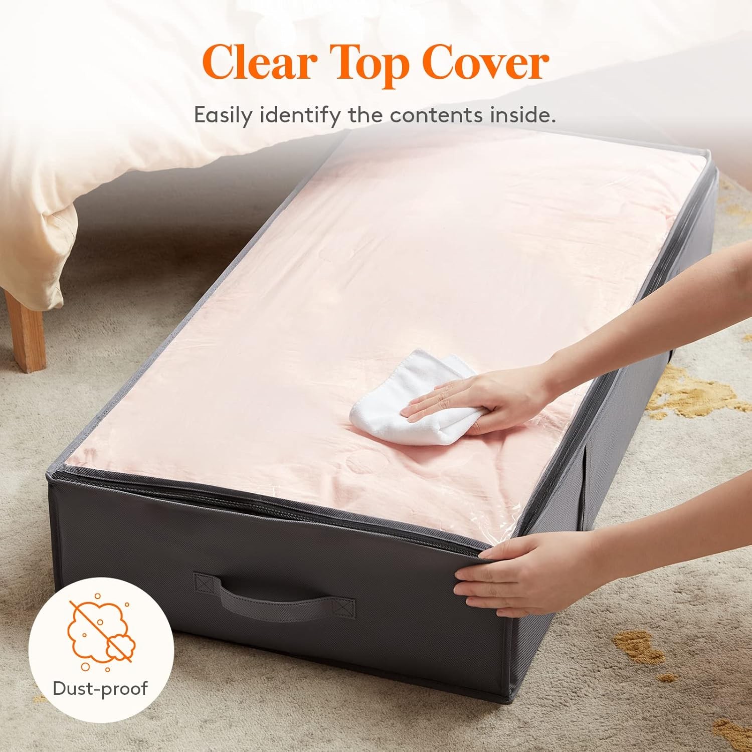 90L 4 Pack Under Bed Storage Containers, Large Capacity Blanket Storage