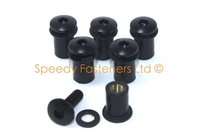 Black Anodised Aluminium Kawasaki Ninja Motorcycle Wind Screen Shield Bolts x6