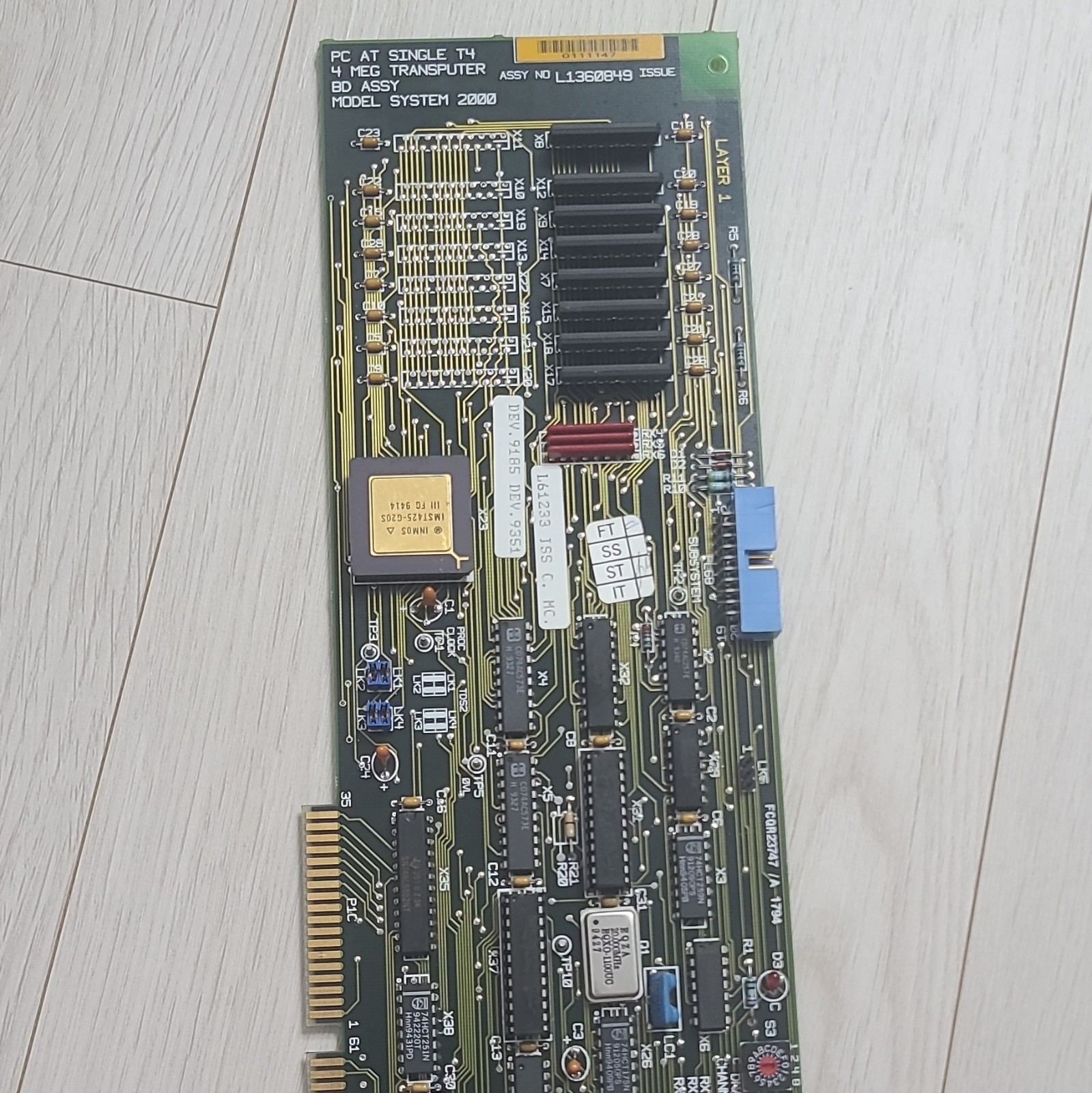 Vintage INMOS Transputer Board Perkin Elmer L1360849 IMST425-G20S 4MB ISA Card
