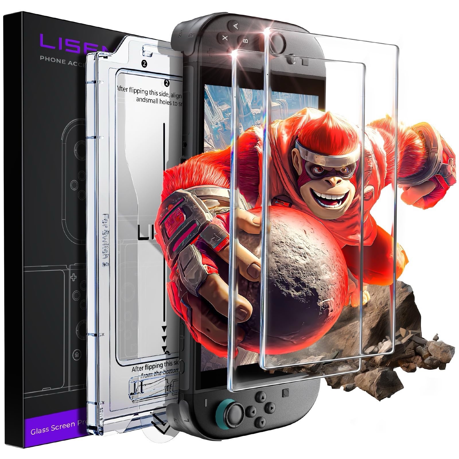 2Pack Nintendo Switch 2 Tempered Glass Screen Protector HD Auto Alignment