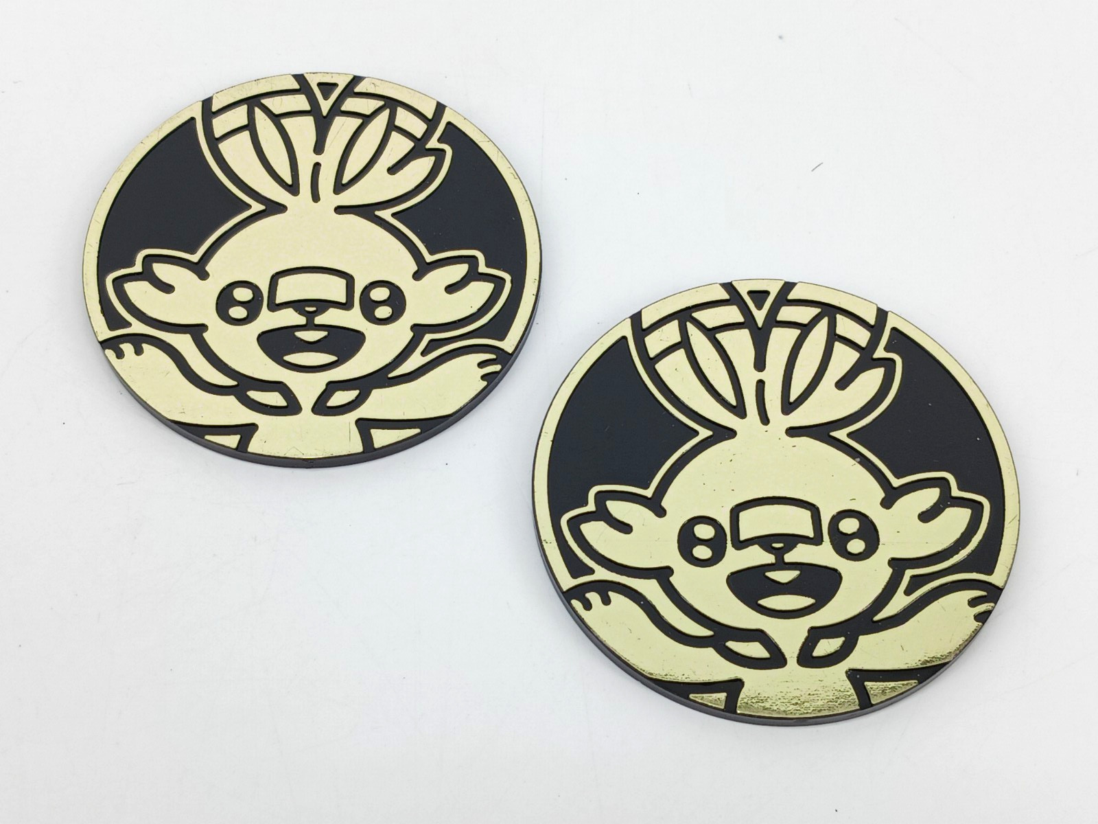 Pokemon Scorbunny Holo Mirror Gold Jumbo 2" Collectible Flip Coin x2
