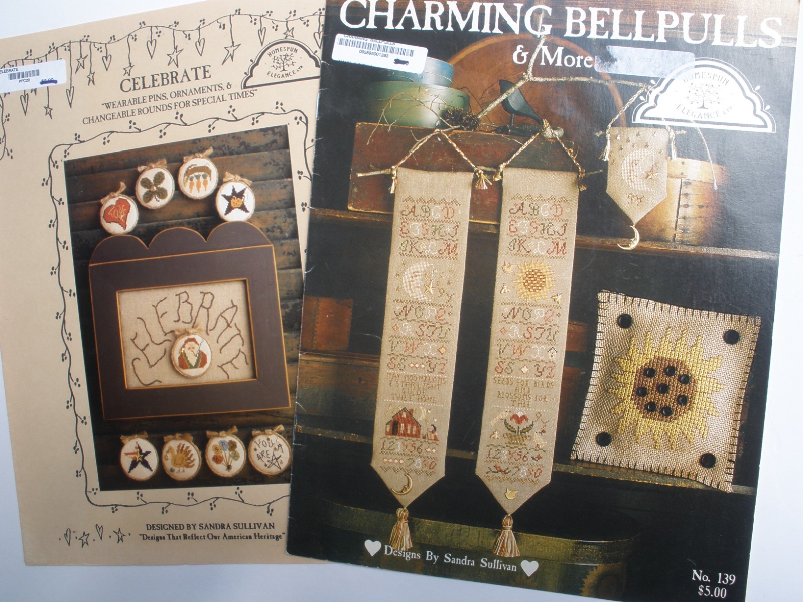 Lot of 2 Homespun Elegance Charming Bellpulls & More Celebrate Ornaments Rounds