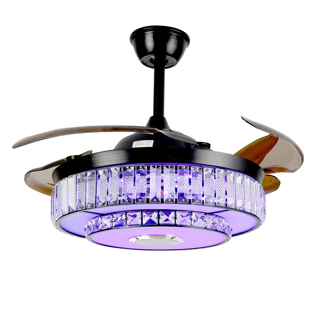 42" black frequency conversion colorful bluetooth remote control fan light